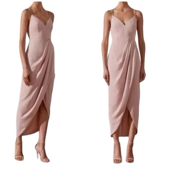 Shona Joy Core Cocktail Draped Dress in Pink Women's Size 2 Bridesmaid Event - Picture 5 of 16